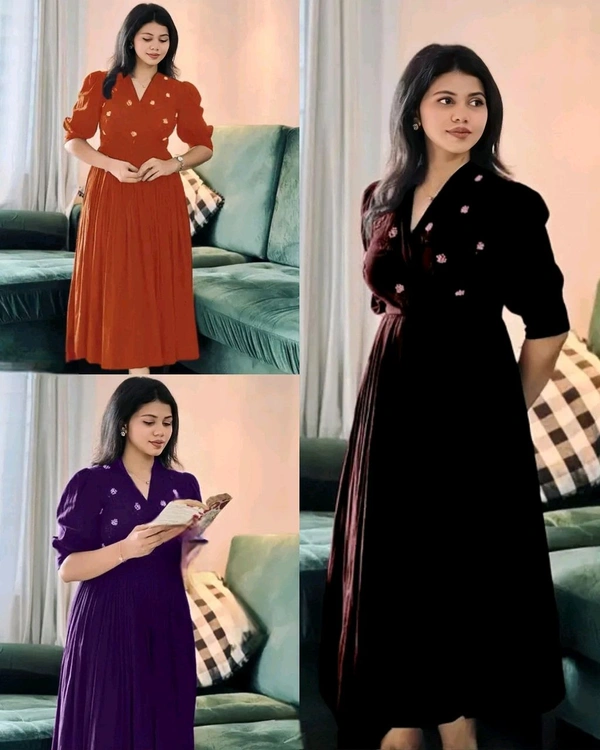Pretty Gown With Beautiful Handwork Motifs - Morocco Brown, M