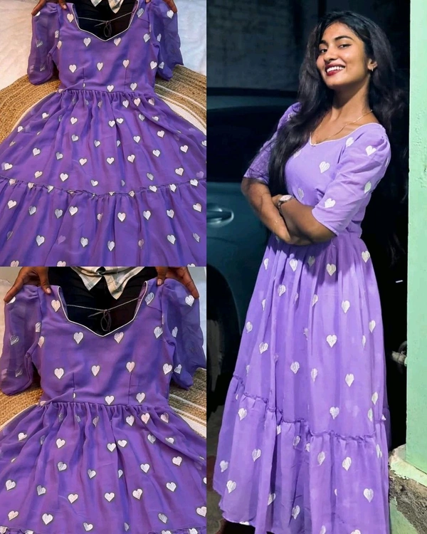 Trendy Fashionable Heart Printed Dresses
- Mauve, 3XL