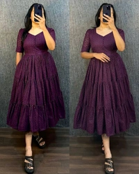 Hakoba 3 layer Gown With One Side Pocket - Wine, S