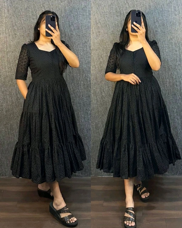 Hakoba 3 layer Gown With One Side Pocket - Black, 2XL