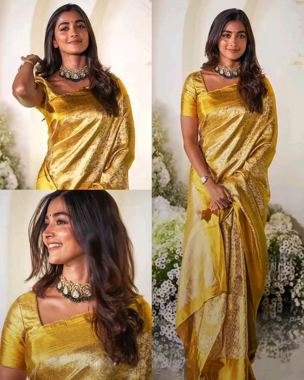 CELEBRITY BANARSI KANJIVARAM SOFT TISSUE SAREE - Gold, Free Size