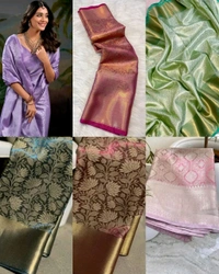 CELEBRITY BANARSI KANJIVARAM SOFT TISSUE SAREE - Gold, Free Size