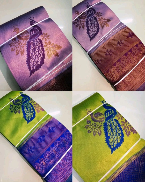 Peacock Kanijivaram Soft Silk Saree - Mauve, Free Size