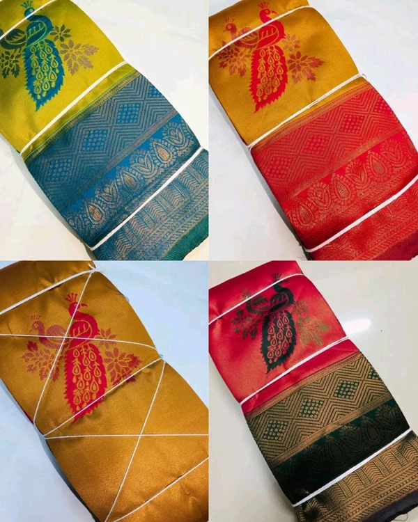 Peacock Kanijivaram Soft Silk Saree - Brick Red, Free Size