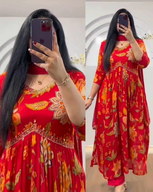 New Hand work Kurti set - wine, 2XL