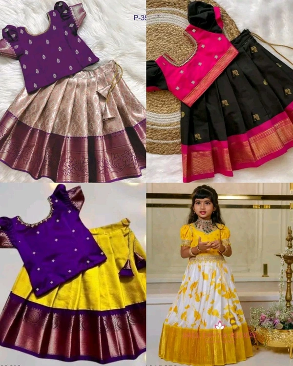 Elegant Kids Girls Lehanga Cholis - Black, 11-12 Years