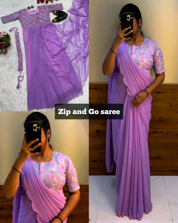 Zip and Go saree - Mauve, 2XL