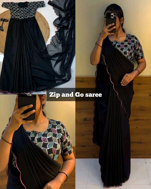 Zip and Go saree - Black, 2XL