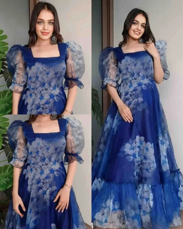 Attractive Gown for Women - Blue, L