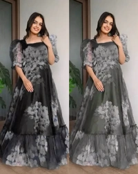 Attractive Gown for Women - Yellow, L