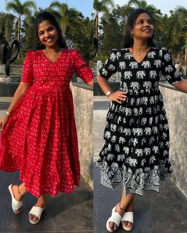 Summer Special Maxi gown soft Maslin cotton with digital print. - Black, L