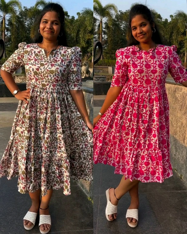 Summer Special Maxi gown soft Maslin cotton with digital print. - White, L