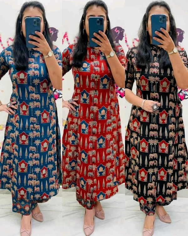 Launching Designer Co-Ords set in *Aline kurti pattern paired with Ankle length pant - Black, 2XL