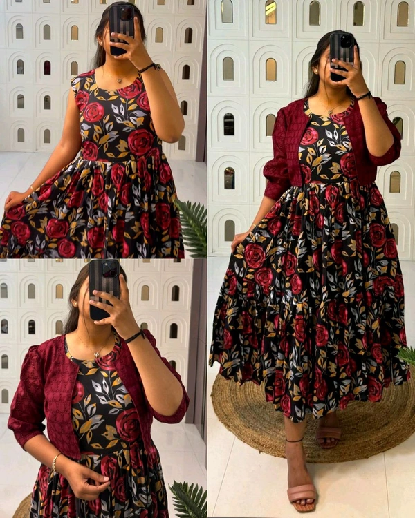 Super Trendy Beautiful flowers print maxi with hakoba koti
- 2XL