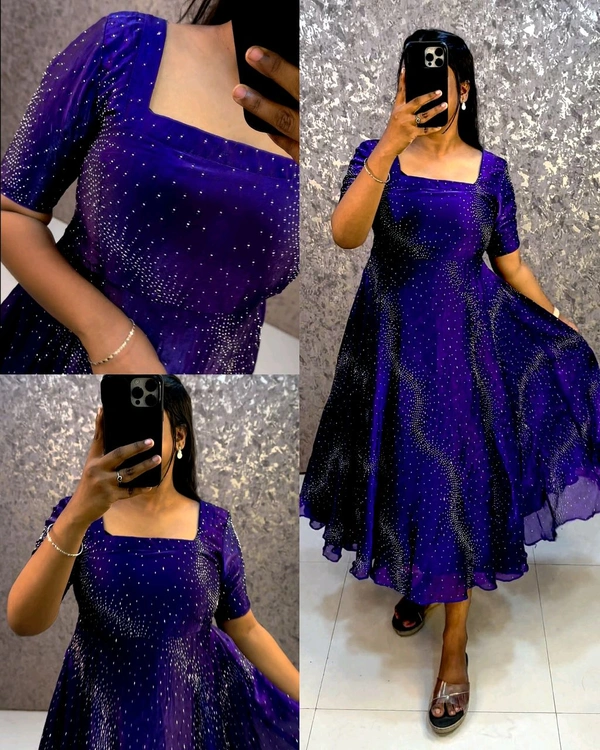 Trendy Party wear frock collection
- Purple, L