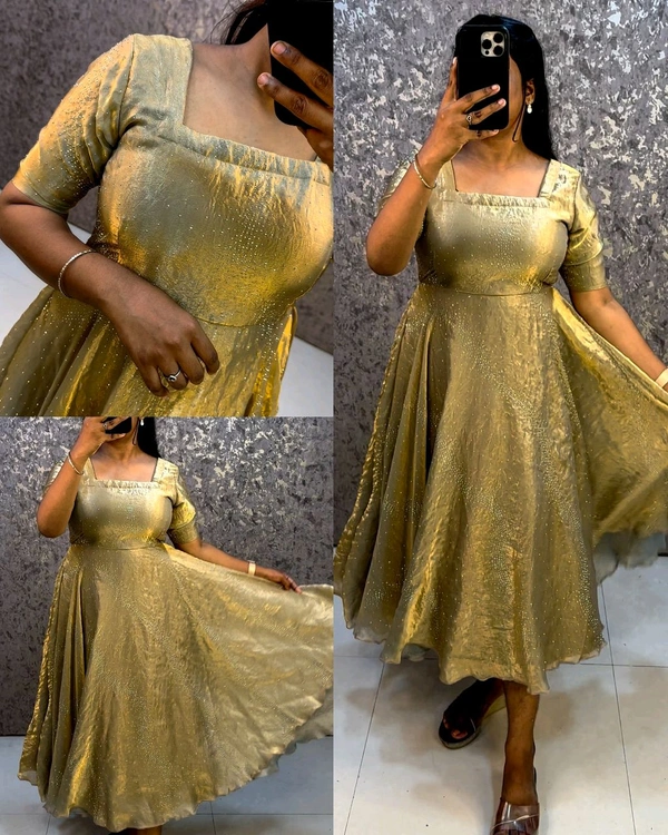 Trendy Party wear frock collection
- Gold, S