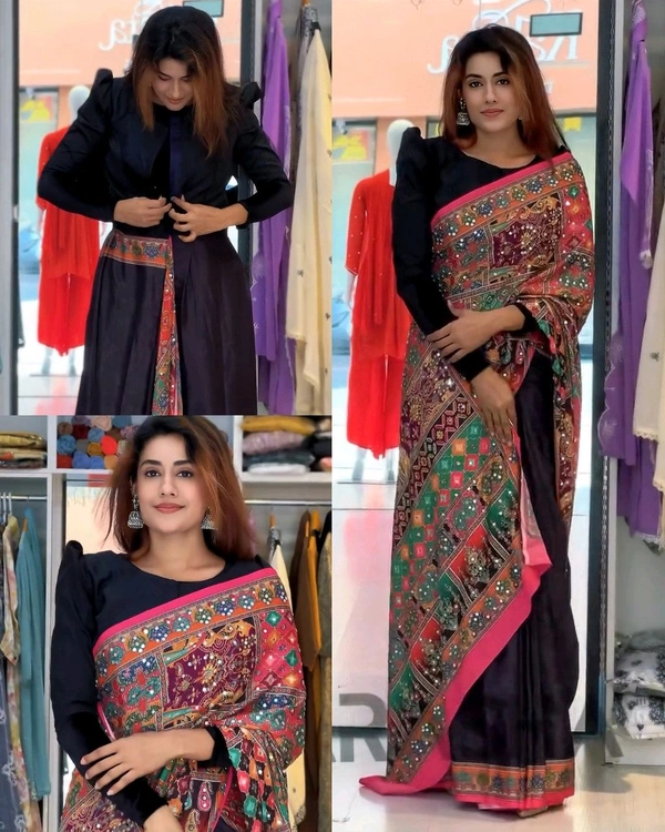 Trendy Zip and Go 30 Sec Gown Saree - 2XL, Black