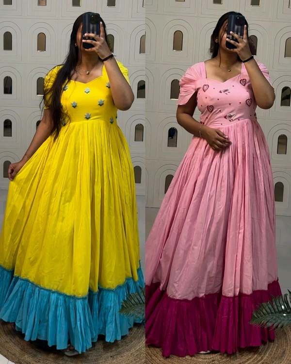 Beautiful Stylist Gown with Handowk – Elegance & Comfort - M, Yellow