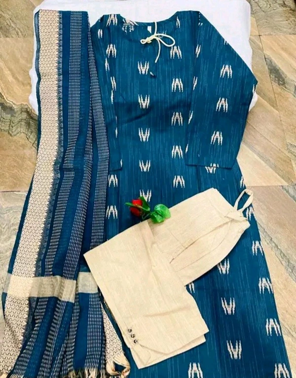 Khadi cotton daily wear kurta sets - Blue, 3XL
