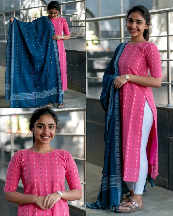 Launching New Daily Wear Kurti Dupptta - Pink, 2XL
