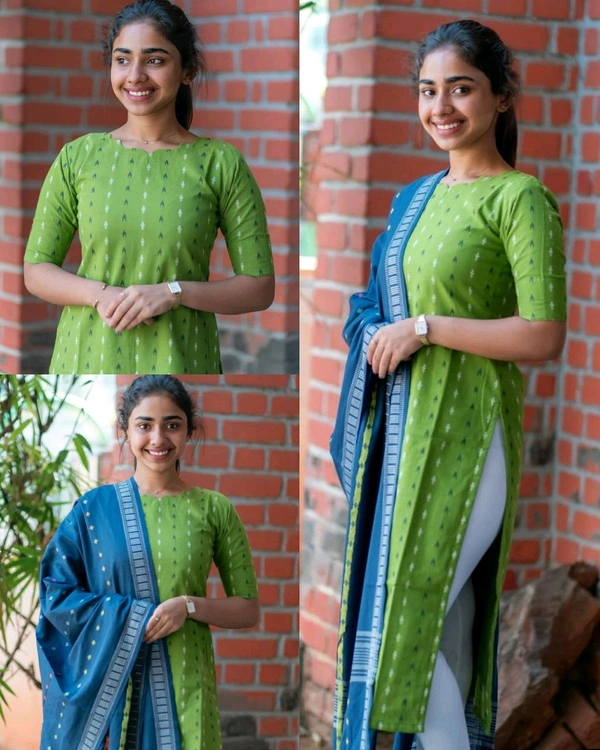 Launching New Daily Wear Kurti Dupptta - Green, XL