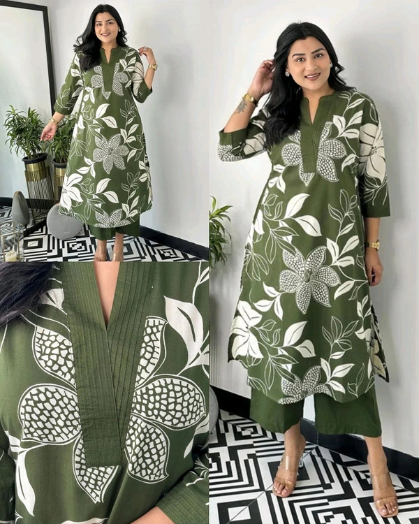 Launching Designer Co-Ords set in Cotton Floral Kurta with Palazzos - Purple, M
