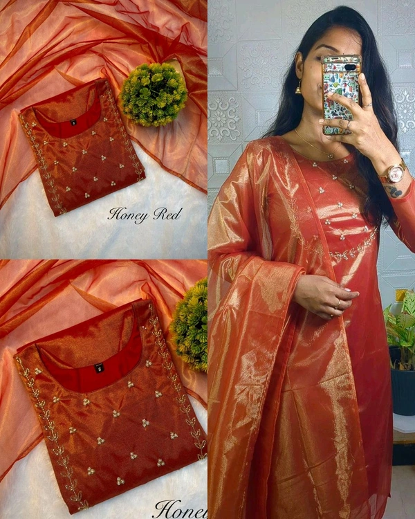 Trending Sparkle Handwork look for Festival Wear - Red, L