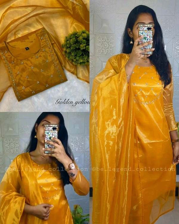 Trending Sparkle Handwork look for Festival Wear - Yellow, 3XL