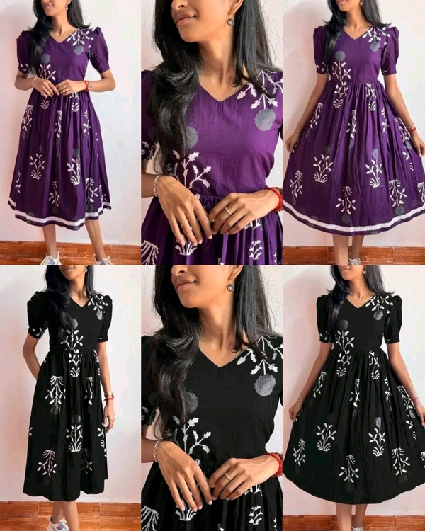 Anarkali New Design Women Half Sleeves Printed Middy Gown !!