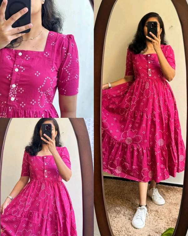 Introducing Beautiful prints of pure and rich Soft Cotton Gown - Pink, L