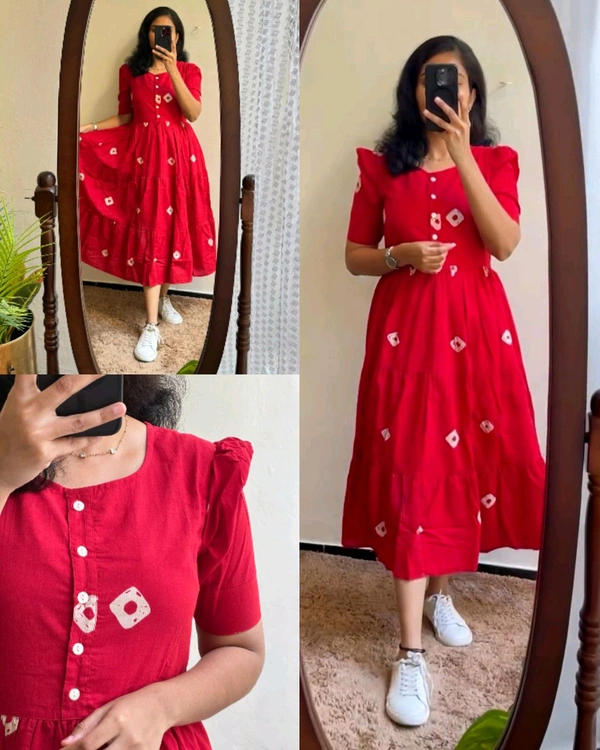 Introducing Beautiful prints of pure and rich Soft Cotton Gown - Red, L