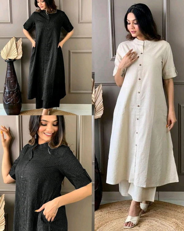 Launching Designer Co-Ords set in Cotton Floral Kurta with Palazzos
- White, L