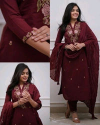 Trendy Stylish Kurti With Dupatta & Bottomwear - Cherry Pie, S