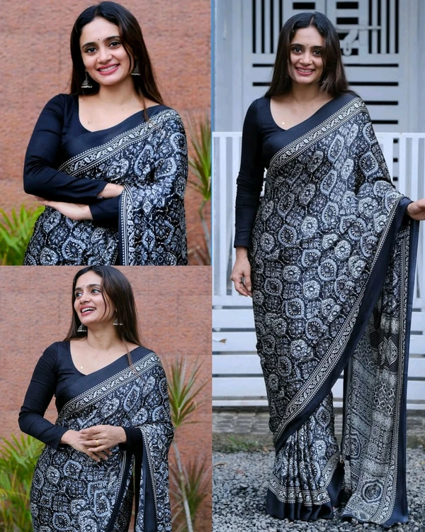 Launching New Modal Satin Crape Trending Saree - Maroon, Free Size
