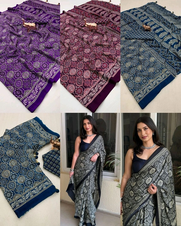 Launching New Modal Satin Crape Trending Saree - Maroon, Free Size