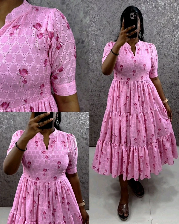 Trending hakoba cotton frocks launched for summer - Pink, M