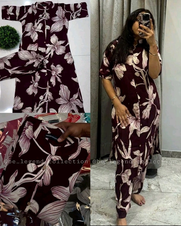 Launching exclusive Daily college & office wear Co-ord Set outfit relaxed & comfort fit - Purple, S