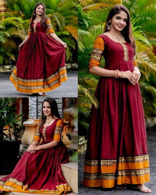 NEW LAUNCHING EXCLUSIVE TRADATIONAL ANARKALI LONG GOWN - Maroon, 2XL