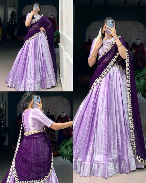 Wearing a Jacquard lehenga choli is not just about donning attire, where traditional motifs meet modern silhouettes💜
- Free Size