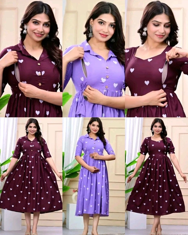 Feeding / Maternity Wear Gown - Mauve, XL