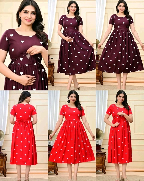 Feeding / Maternity Wear Gown - Red, 2XL