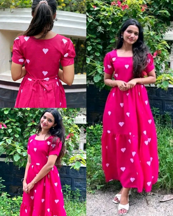 Elegant Heart Embroidered Anarkali Gown for Women - XL