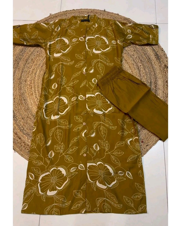 Trendy daily college & office wear Co-ord Set outfit relaxed & comfort fit - Olive, 2XL