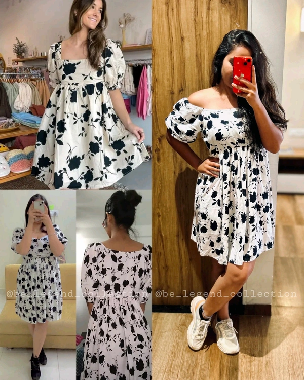 White & Black Designer printed dress - S