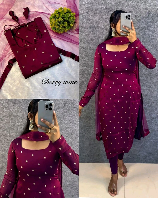Trendy breathable & stylish Kurti With Duppatta - Purple, L