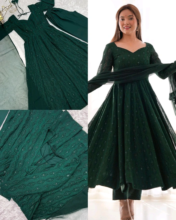 Trendy New Anarkali Arrives Fully Stitched Ready to Wear - Green, XS