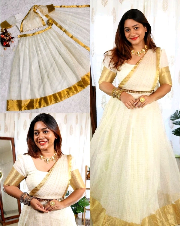 Onam super hit Organza Chex Lehenga Choli with Golden Jacquard work
- XS