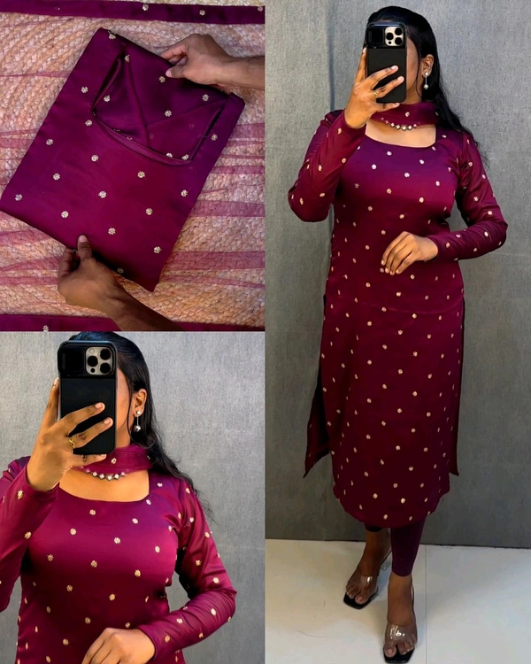 Trendy breathable & stylish Kurti With Duppatta - Purple, M