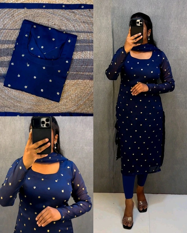 Trendy breathable & stylish Kurti With Duppatta - Blue, M