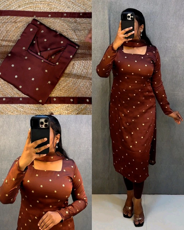 Trendy breathable & stylish Kurti With Duppatta - Choco, 2XL